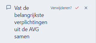 Bevestiging Verwijderen? met een rood vinkje en een kruisje